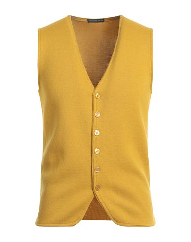 Thomas Reed Man Cardigan Ocher Size 3xl Merino Wool In Yellow