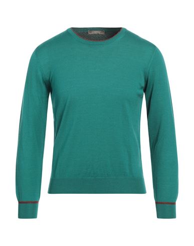 Andrea Fenzi Man Sweater Emerald Green Size 46 Merino Wool