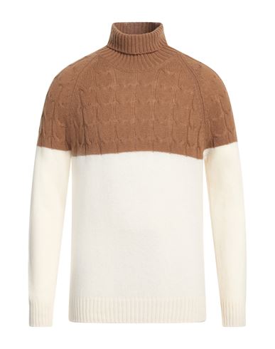 Gran Sasso Man Turtleneck Camel Size 40 Virgin Wool In Beige