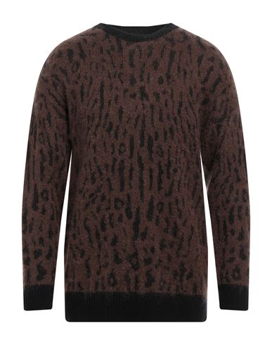 Amaranto Man Sweater Brown Size L Wool, Polyamide, Mohair Wool