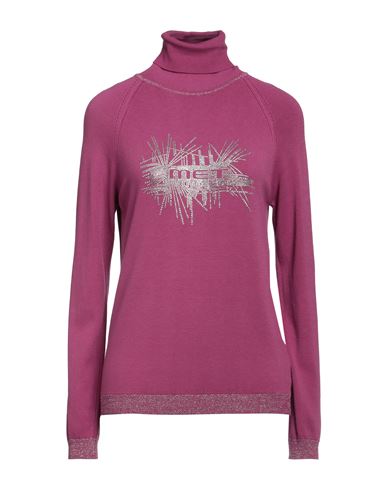 Met Jeans Woman Turtleneck Mauve Size S/m Viscose, Polyamide, Elastane In Purple