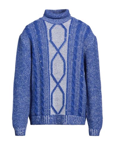 Daniele Fiesoli Man Turtleneck Bright Blue Size Xxl Baby Alpaca Wool, Wool, Polyamide