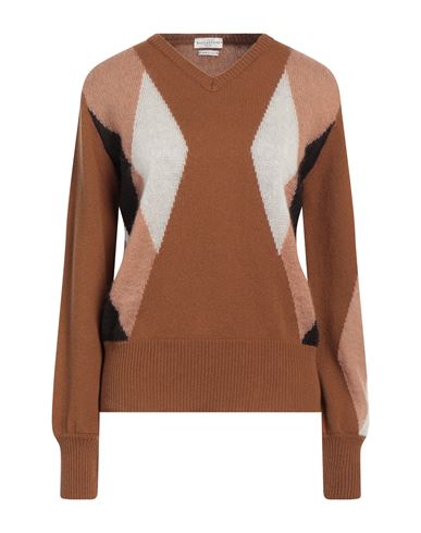 Ballantyne Woman Sweater Camel Size 12 Wool, Cashmere, Mohair Wool, Polyamide In Beige