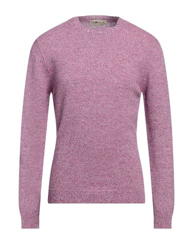 Irish Crone Man Sweater Mauve Size L Virgin Wool In Purple