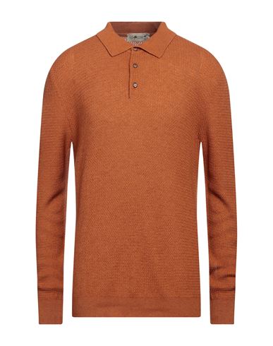Irish Crone Man Sweater Rust Size S Cotton, Wool In Red