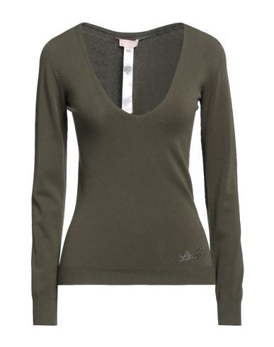Shop Liu •jo Woman Sweater Military Green Size Xs Viscose, Polyester
