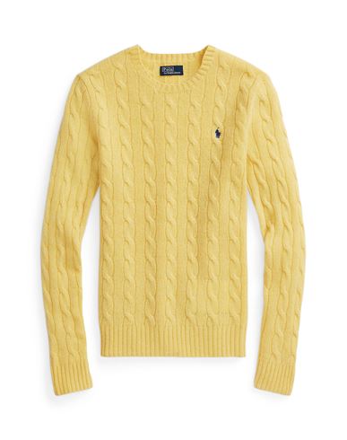 Polo Ralph Lauren Cable-knit Wool-cashmere Sweater Woman Sweater Yellow Size Xl Wool, Cashmere