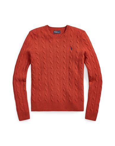 POLO RALPH LAUREN POLO RALPH LAUREN CABLE-KNIT WOOL-CASHMERE SWEATER WOMAN SWEATER RUST SIZE XL WOOL, CASHMERE