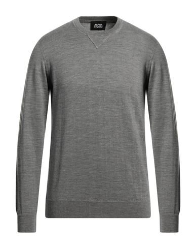 Alpha Studio Man Sweater Grey Size 46 Geelong Wool In Grey