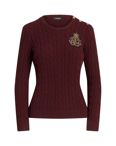 Lauren Ralph Lauren Bullion Cable-knit Cotton Sweater Woman Sweater Burgundy Size Xl Cotton In Red