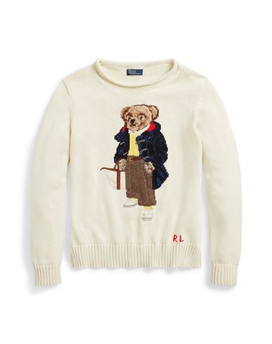 Polo Ralph Lauren Women's Cotton Polo Bear Sweater In White