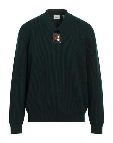 Shop Burberry Man Sweater Dark Green Size L Wool, Polyamide, Elastane