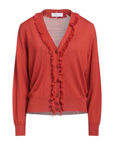 Caractere Caractère Woman Cardigan Rust Size L Polyacrylic, Virgin Wool In Red