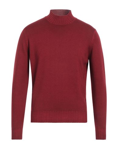 Shop Filippo De Laurentiis Man Turtleneck Brick Red Size 38 Merino Wool