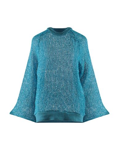 Haveone Woman Sweater Azure Size Onesize Cotton, Polyester In Blue