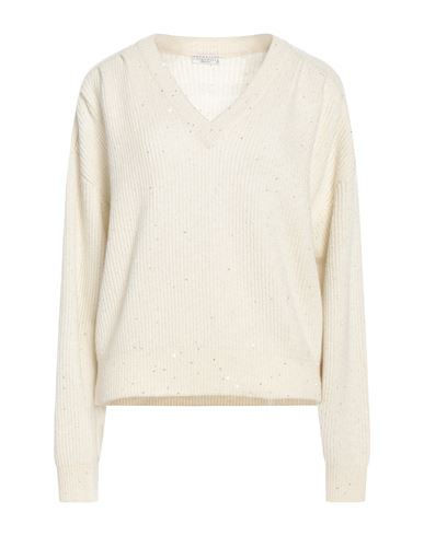 Brunello Cucinelli Woman Sweater Off White Size Xl Cashmere, Wool, Polyester, Polyamide