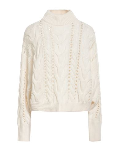 Brunello Cucinelli Woman Turtleneck Cream Size Xs Virgin Wool, Cashmere, Silk, Brass In White