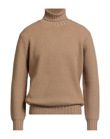 Filippo De Laurentiis Man Turtleneck Camel Size 44 Merino Wool In Sand