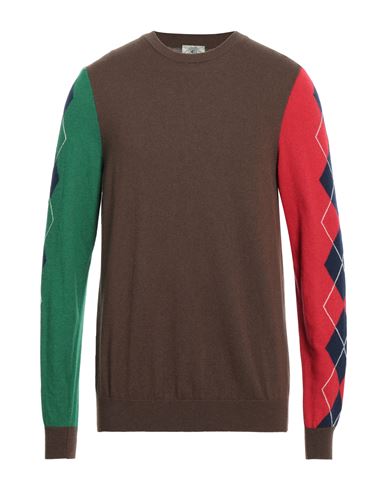 Mqj Man Sweater Dark Brown Size 38 Polyamide, Wool, Viscose, Cashmere