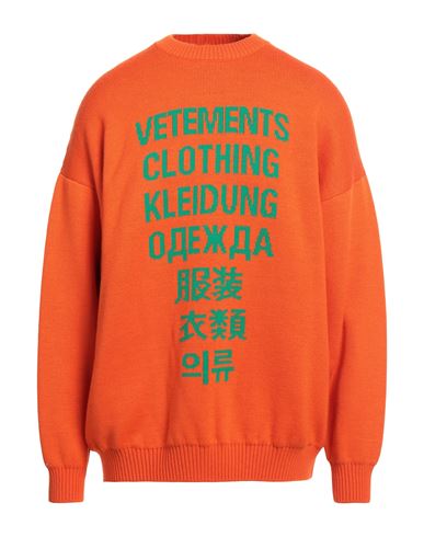 Vetements Man Sweater Orange Size L Merino Wool
