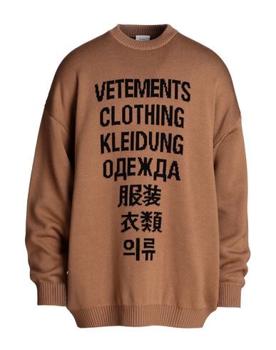 Vetements Man Sweater Camel Size Xl Merino Wool In Beige