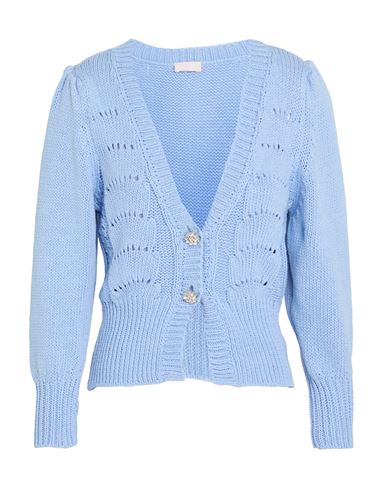 Liu •jo Woman Cardigan Light Blue Size Xs Cotton In Blue