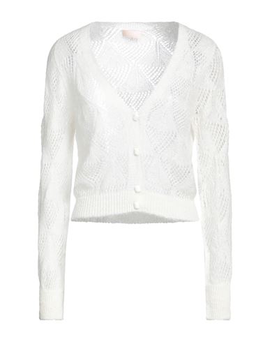 Liu •jo Woman Cardigan White Size M Acrylic, Alpaca Wool, Polyamide In White