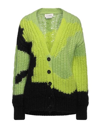 Shop Alexander Mcqueen Woman Cardigan Acid Green Size M Mohair Wool, Polyamide, Wool