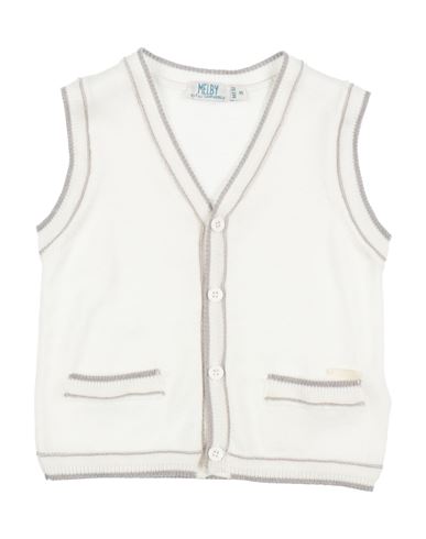Melby Babies'  Newborn Boy Cardigan Cream Size 3 Cotton, Acrylic In White