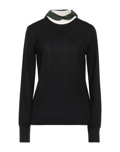 Jil Sander Woman Sweater Black Size 8 Virgin Wool, Viscose, Polyester, Silk