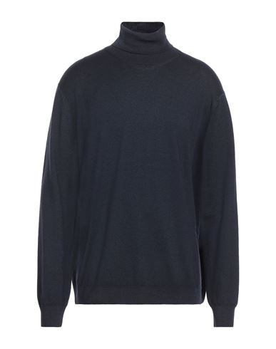 Filippo De Laurentiis Man Turtleneck Midnight Blue Size 36 Merino Wool, Silk, Cashmere In Blue