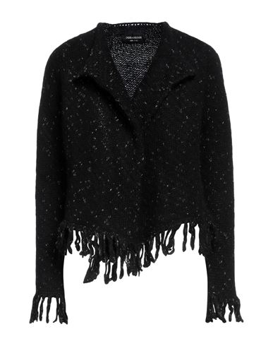 Zadig & Voltaire Woman Cardigan Black Size L Wool, Cotton, Alpaca Wool, Polyamide, Metallic Fiber