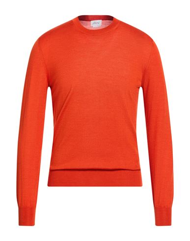 Brioni Man Sweater Orange Size 50 Cashmere, Silk In Orange