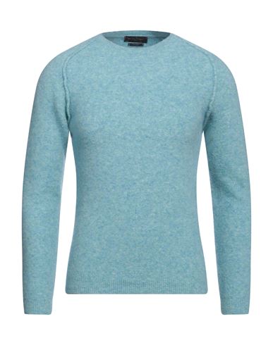 Daniele Fiesoli Man Sweater Turquoise Size L Merino Wool, Polyamide, Elastane In Blue
