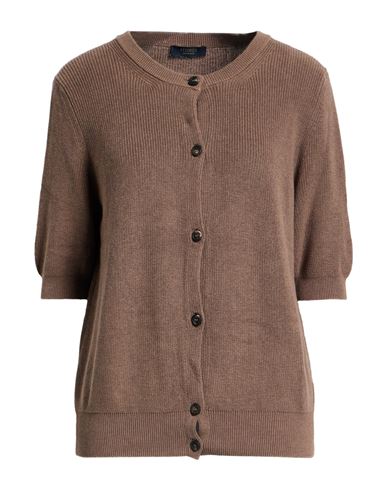 Peserico Woman Cardigan Brown Size 10 Cotton In Brown