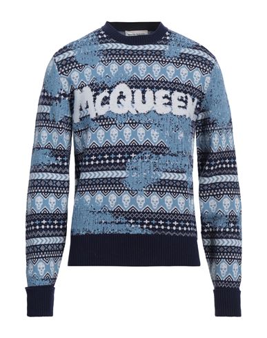 Alexander Mcqueen Man Sweater Navy Blue Size L Wool