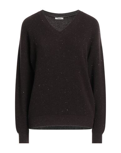 Peserico Woman Sweater Dark Brown Size 6 Virgin Wool, Silk, Viscose, Cashmere, Polyester