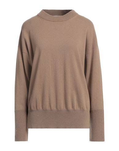 PESERICO PESERICO WOMAN SWEATER CAMEL SIZE 10 VIRGIN WOOL, SILK, CASHMERE, VISCOSE, POLYESTER