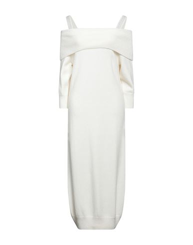 Peserico Woman Midi Dress Ivory Size 6 Virgin Wool, Silk, Cashmere In White