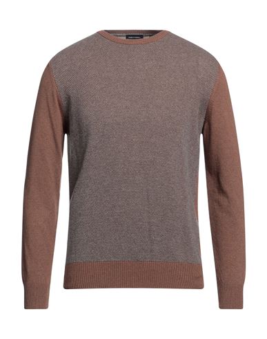 Angelo Nardelli Man Sweater Camel Size 46 Merino Wool, Viscose, Polyamide, Cashmere In Beige