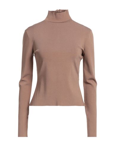 Versace Woman Turtleneck Light Brown Size 8 Viscose, Polyester In Beige