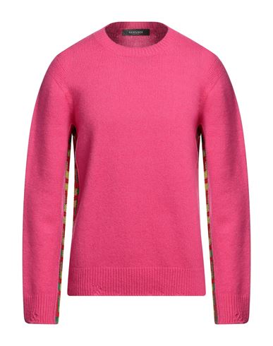 Versace Man Sweater Fuchsia Size 40 Virgin Wool, Silk, Cashmere In Pink