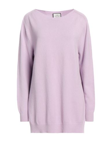 Club Crochet Woman Sweater Lilac Size M Viscose, Polyamide, Wool In Purple