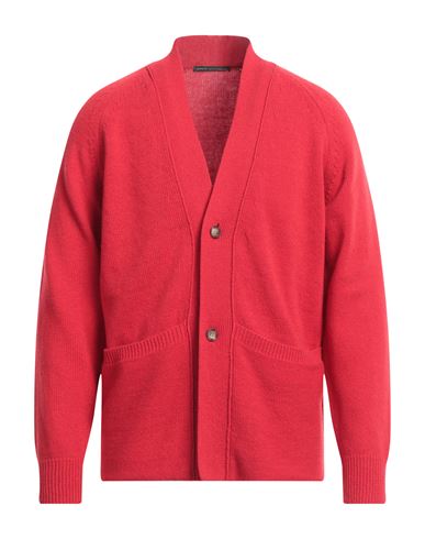 Daniele Alessandrini Man Cardigan Red Size 36 Wool, Polyamide