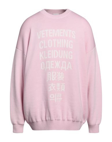 Vetements Man Sweater Acid Green Size L Merino Wool In Pink