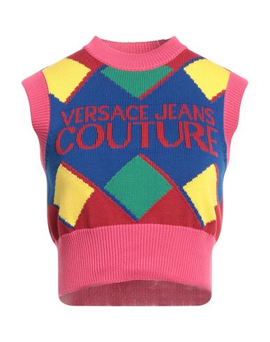 Versace Jeans Couture Woman Sweater Fuchsia Size L Cotton In Pink