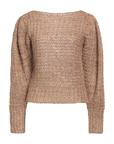 Twinset Woman Sweater Camel Size M Viscose, Polyamide, Mohair Wool, Polyester, Wool In Beige