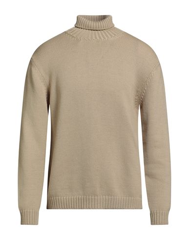 Wool & Co Man Turtleneck Beige Size Xxl Merino Wool In Green