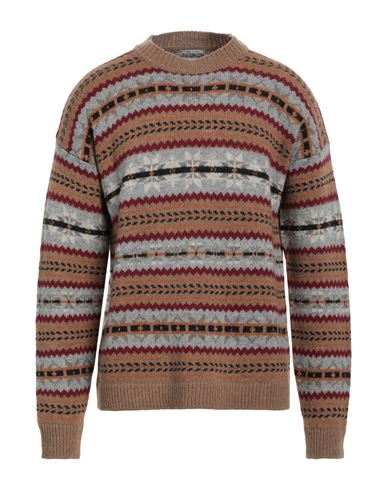Shop Woolrich Man Sweater Camel Size L Virgin Wool In Beige