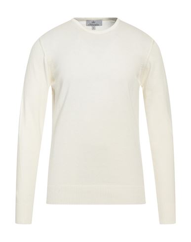 Shop Egon Von Furstenberg Man Sweater Ivory Size L Wool, Viscose, Pes - Polyethersulfone In White